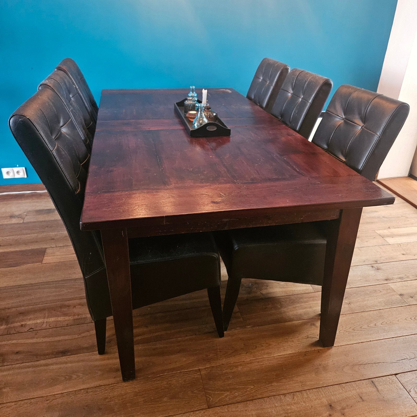 Teakhouten koloniale eettafel (eventueel met 6 stoelen), Ophalen