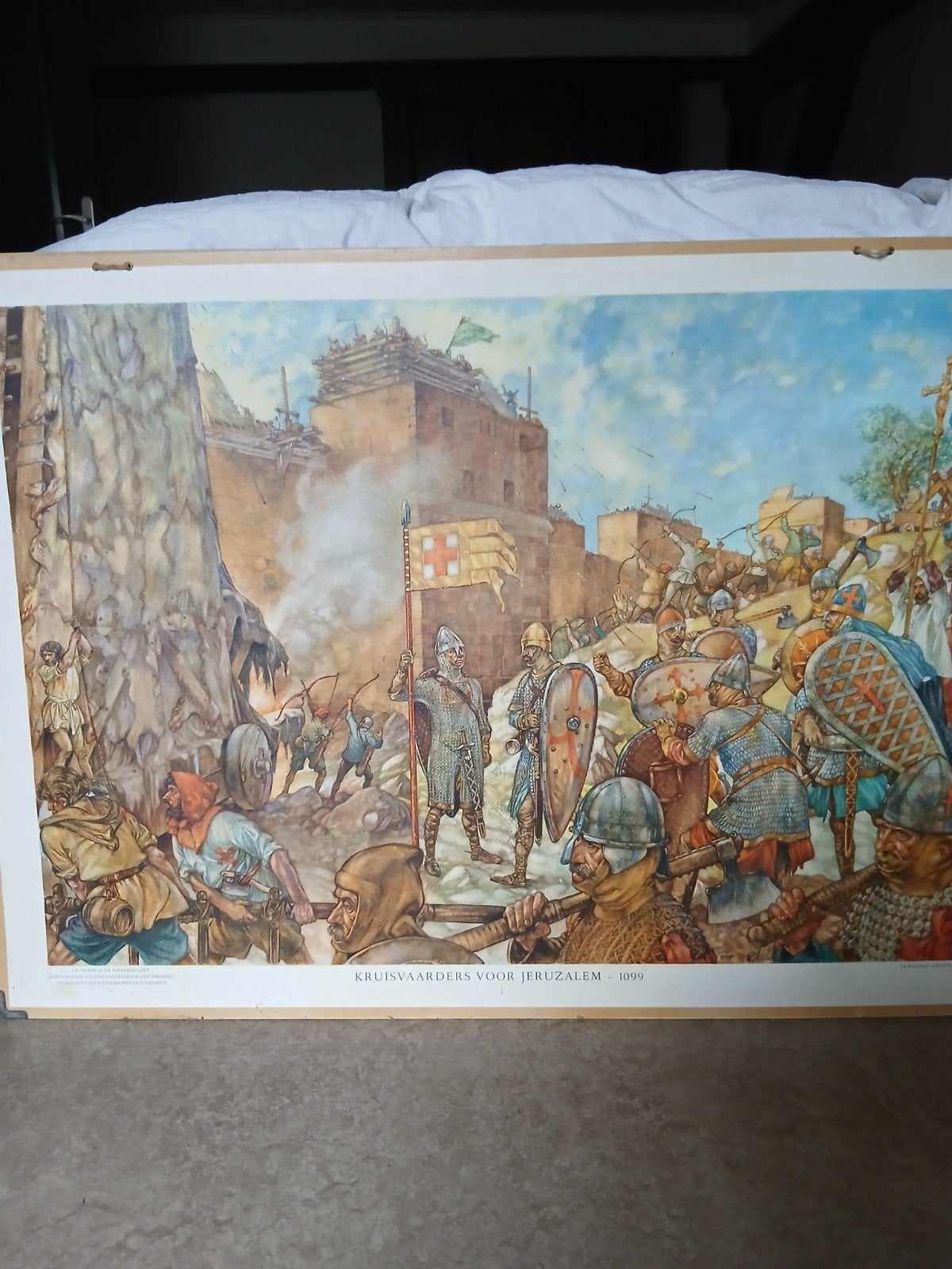 Schoolplaat Kruisvaarders voor Jeruzalem - 1099, Ophalen of Verzenden