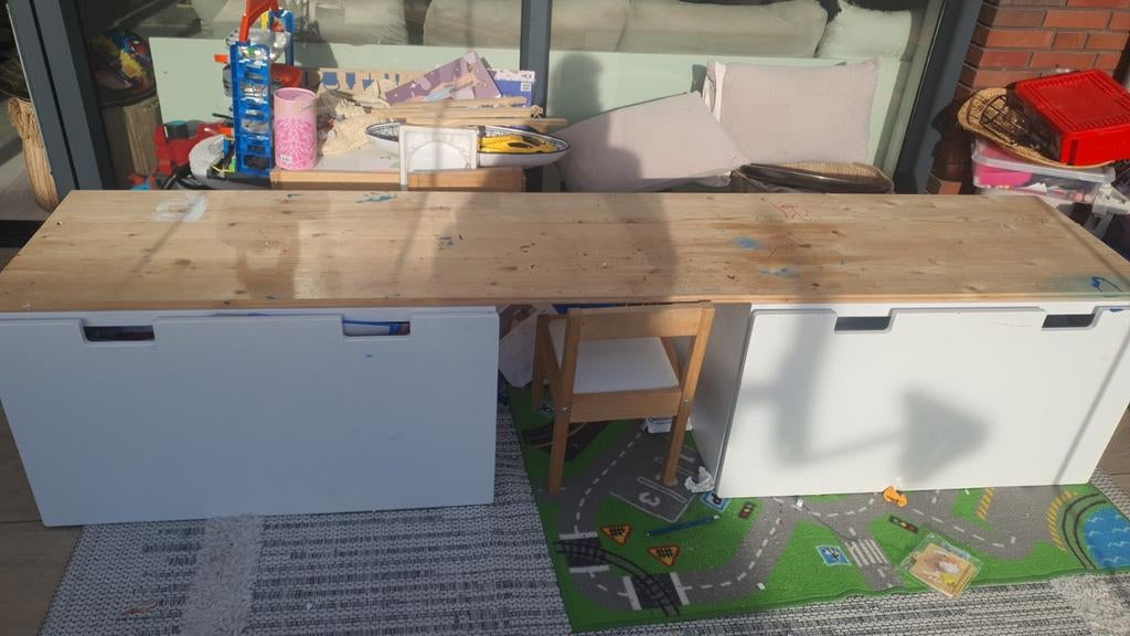 Opknapper: peuter bureau met 2 lades, Ophalen of Verzenden, Gebruikt, Tafel(s) en Stoel(en)