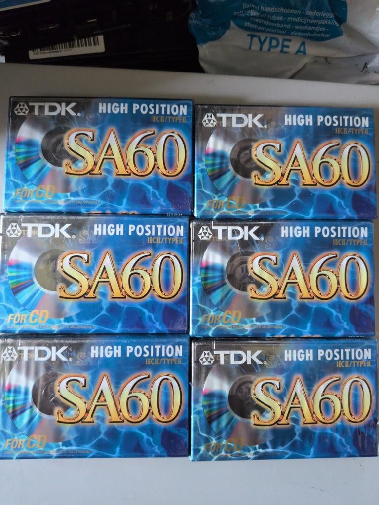6x TDK SA60 High Position Cassettebandjes - Nieuw, Ophalen, 2 t/m 25 bandjes, Overige genres, Nieuw in verpakking