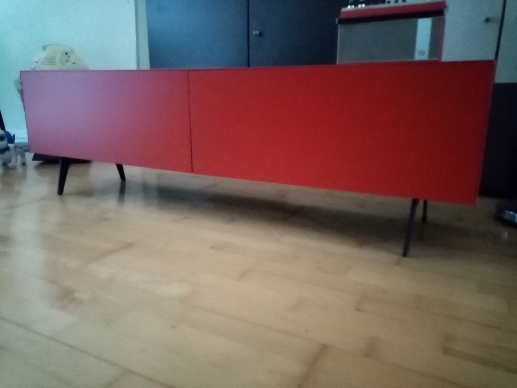Pastoe Vision  TV kast Rood in NIEUWSTAAT, Huis en Inrichting, Kasten | Televisiemeubels, Ophalen, 100 tot 150 cm, Minder dan 100 cm