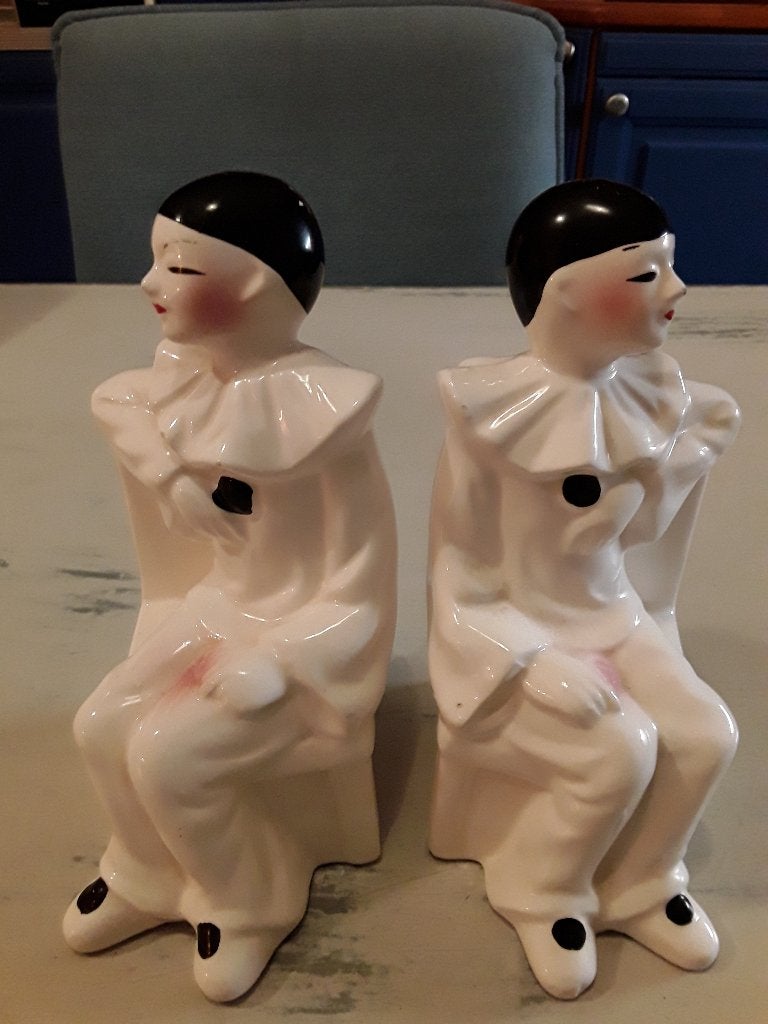 vintage boekensteunen. Pierrot. Pierrot boekensteunen, Antiek en Kunst, Ophalen of Verzenden