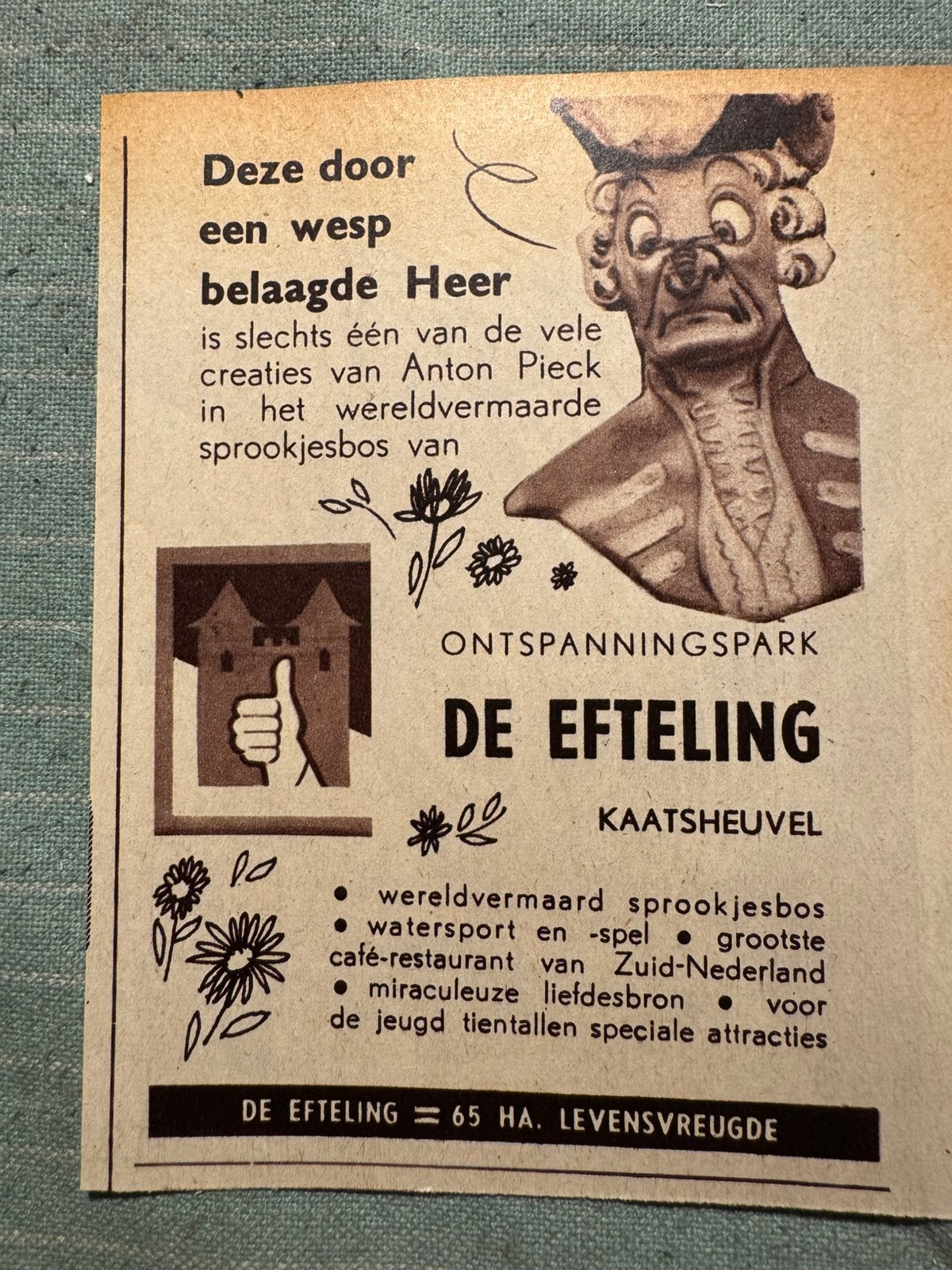 Advertentie Efteling jaren ‘50, Ophalen of Verzenden, Zo goed als nieuw, Overige typen