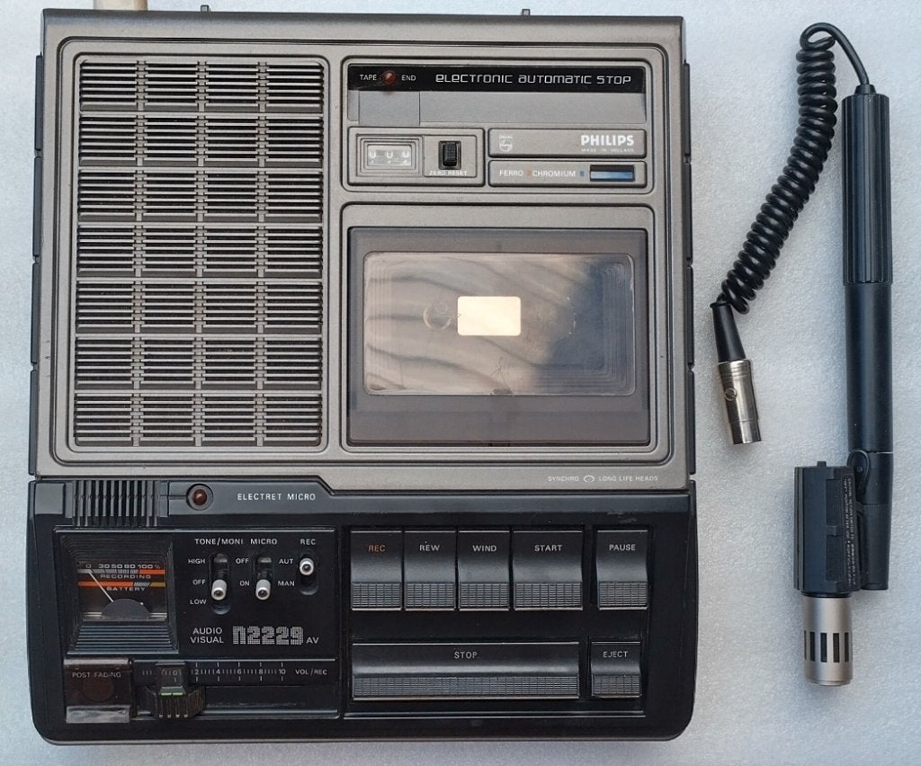 Vintage Philips N2229 cassetterecorder, Audio, Tv en Foto, Cassettedecks, Ophalen of Verzenden, Enkel, Philips, Tape counter