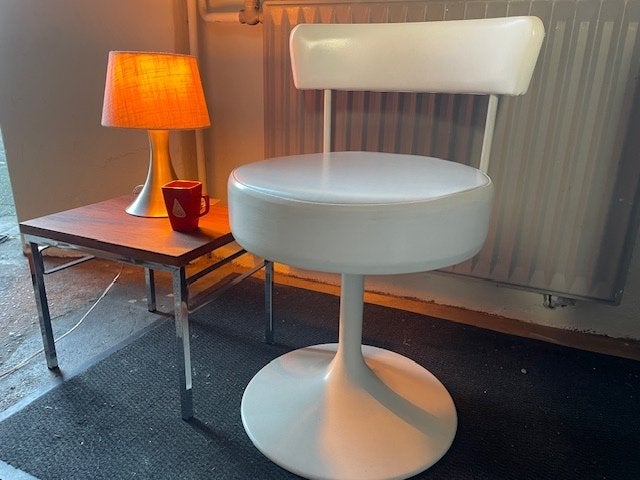 Vintage witte stoel - kapstoel - draaibaar, Huis en Inrichting, Ophalen, Minder dan 50 cm, Gebruikt, Vintage retro space age
