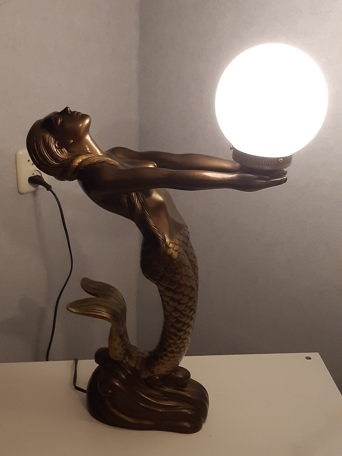 Zeemeermin Schemerlamp met verlichte parel, Ophalen, Gebruikt, Overige merken, E27 (groot)