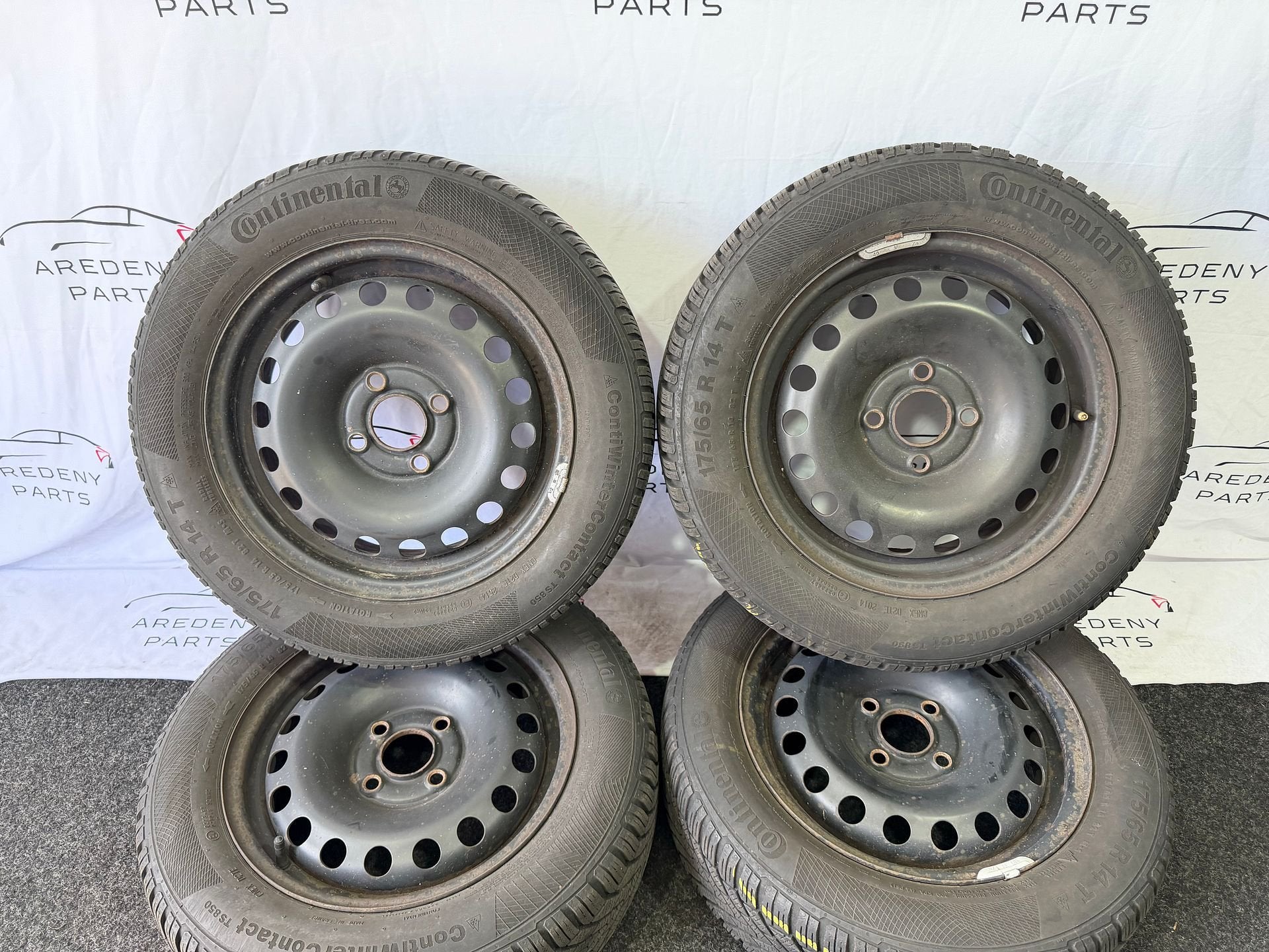 Stalen Velgen Continental Winterbanden 175/65 R14, Auto-onderdelen, Banden en Velgen, 14 inch, Gebruikt, -, 175 mm