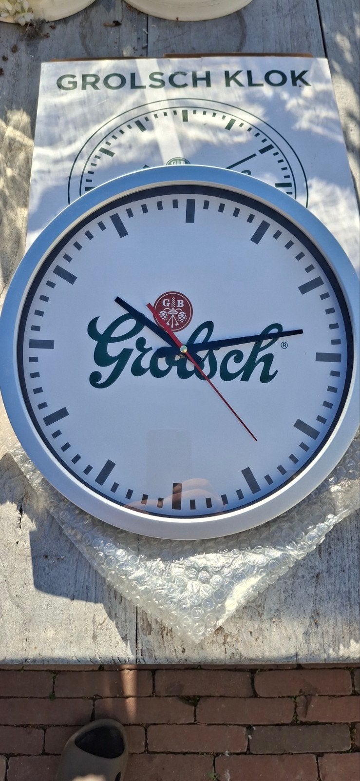 Grolsch Wandklok - Nieuw in originele doos, Ø 34 cm, Ophalen of Verzenden, Nieuw