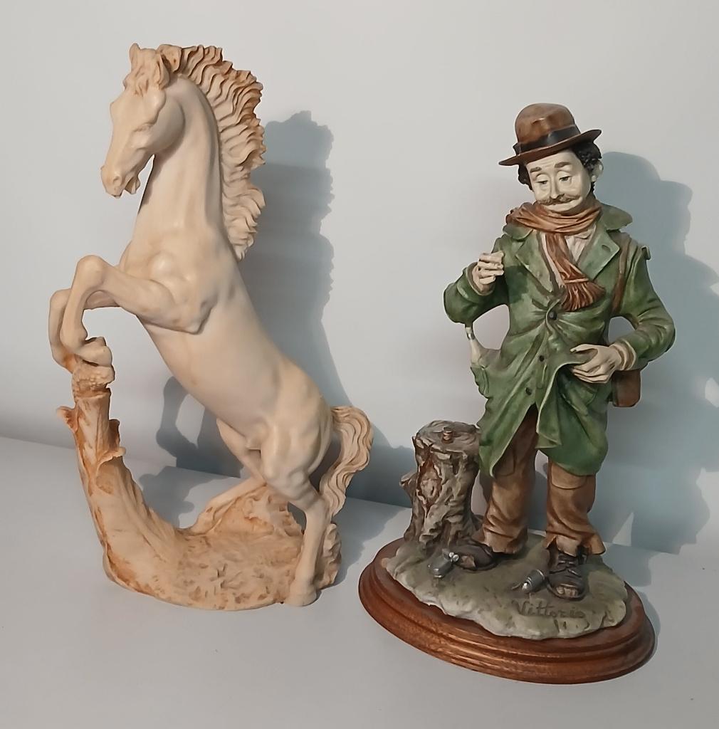 2x Vintage Beeld Italie Paard Vittorio Hobo Capodimonte Styl, Ophalen of Verzenden, Zo goed als nieuw, Dier