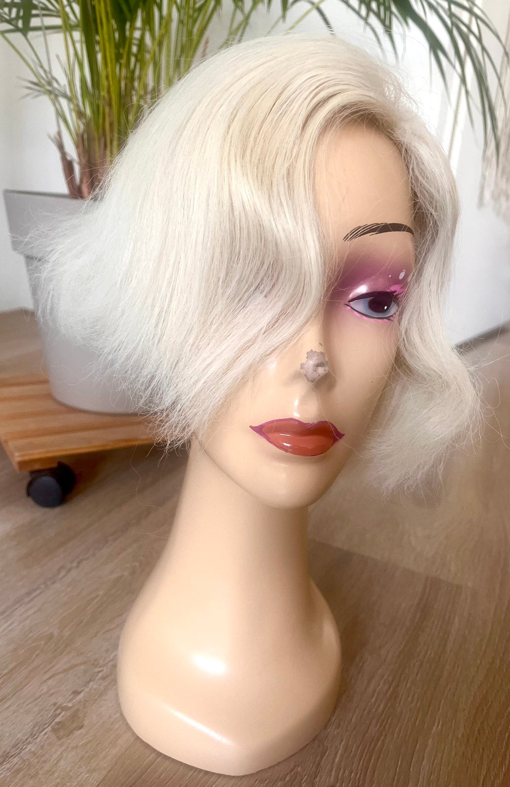 100% virgin human hair, topper, haarwerk, wit, platinum, Ophalen of Verzenden, Zo goed als nieuw, Pruik of Haarverlenging