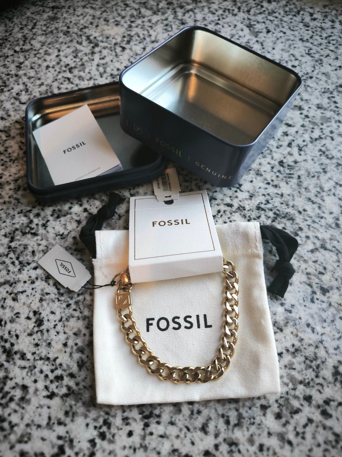 Fossil Gouden Schakelarmband JF04616710 Nieuw in Blik, Ophalen of Verzenden, Nieuw, Goud, Staal