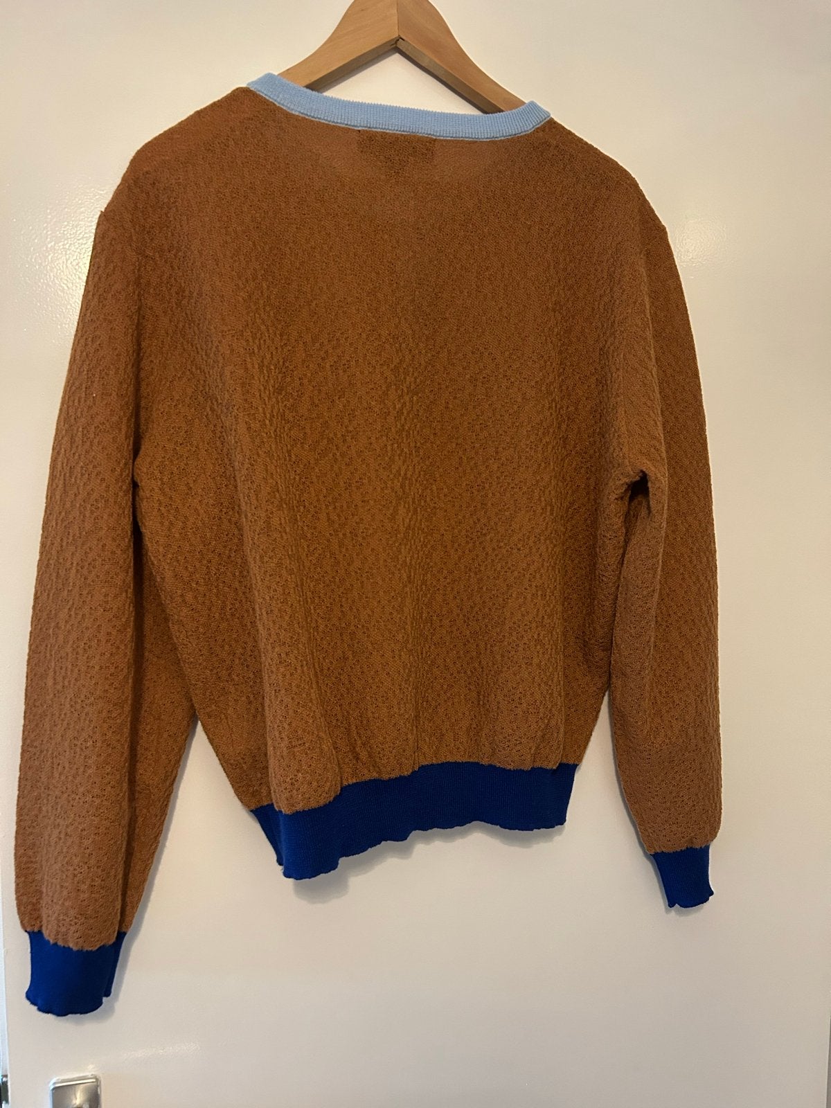 Zara vest bruin met blauw en lichtblauwe accenten, Verzenden, Zo goed als nieuw, Maat 46/48 (XL) of groter, Bruin