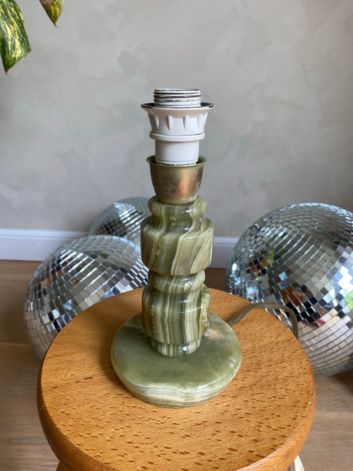 Antieke Onyx Lampenvoet - Groen Marmer, Ophalen of Verzenden