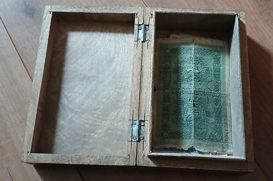 Vintage houten sieradendoos uit de jaren 40-elegant, Antiek en Kunst, Ophalen of Verzenden