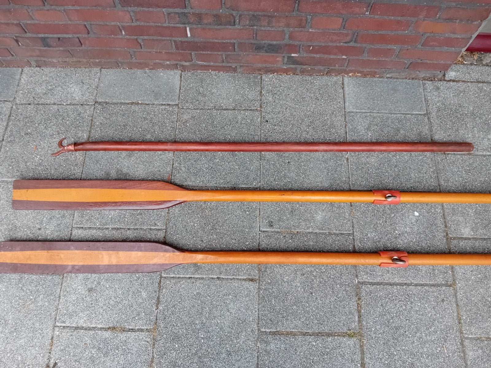 Houten peddels en afweerstok aanmeerstok, Ophalen, Zo goed als nieuw, Enkelbladige peddel