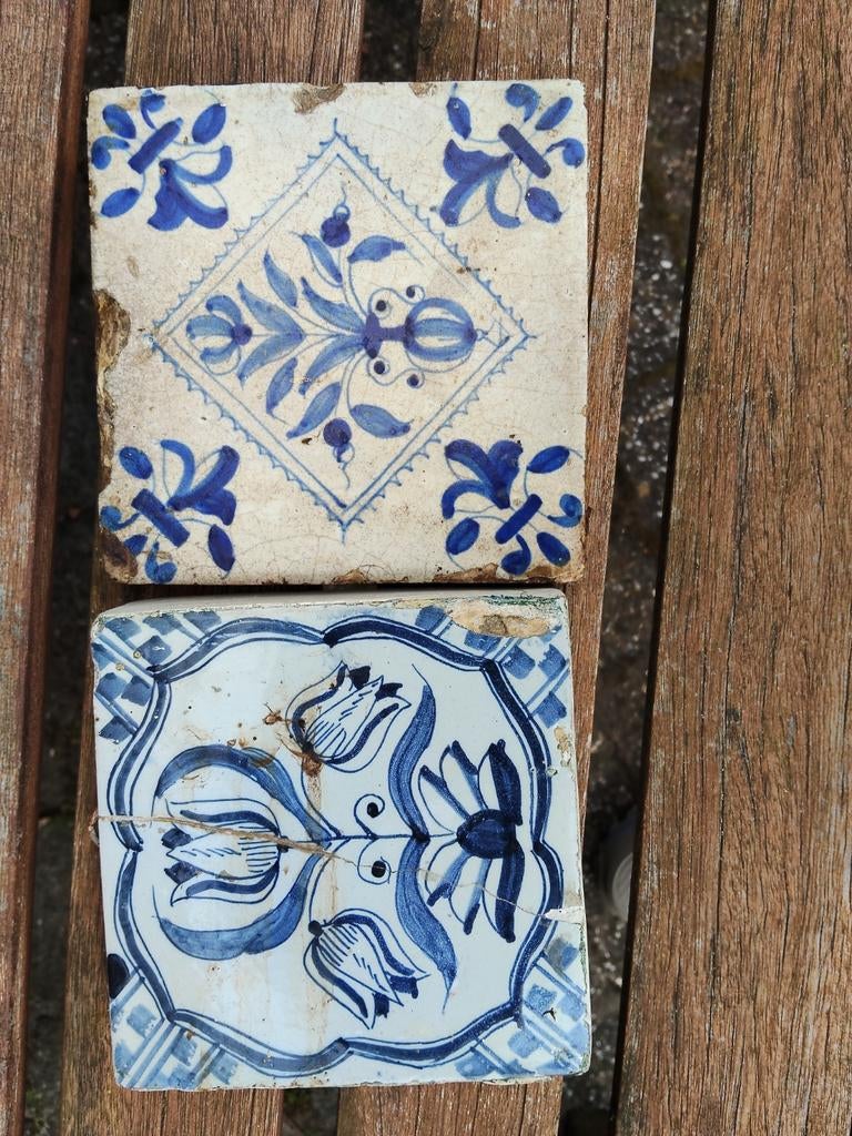 Oude tegeltjes met blauw decor, Ophalen of Verzenden