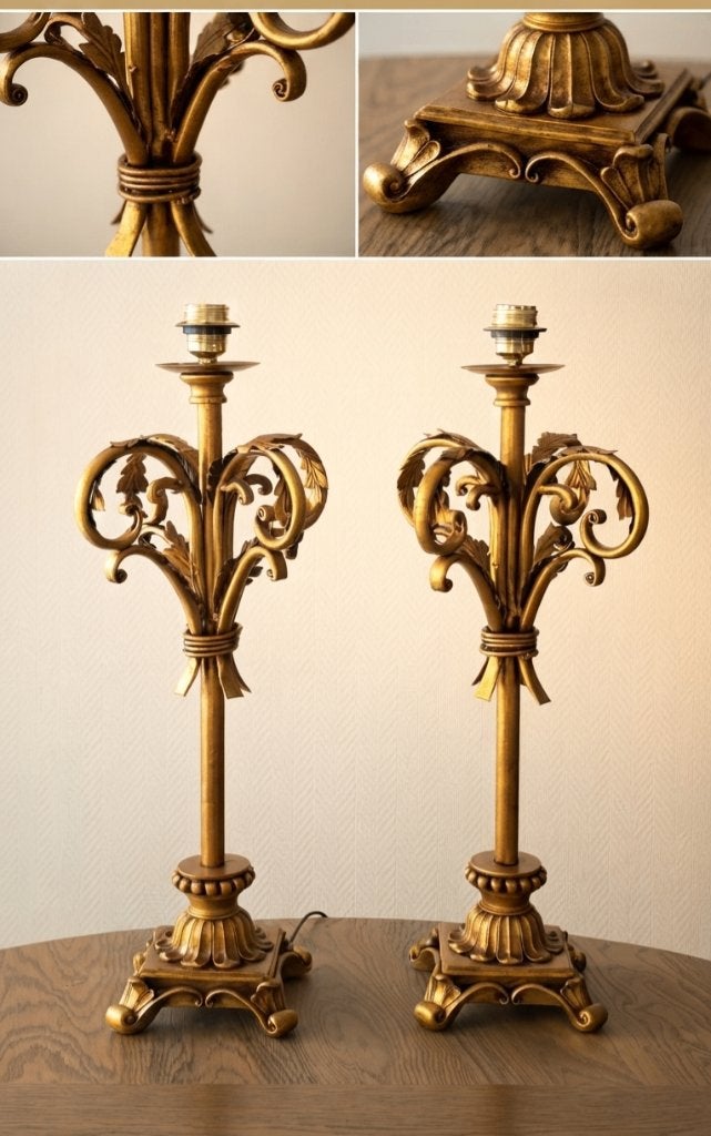 Schitterend Stel Vintage Hollywood Regency Tafellampen, Ophalen of Verzenden