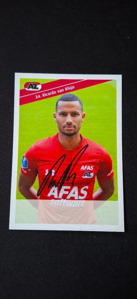 Spelerskaart met handtekening; Ricardo van Rhijn # AZ Ajax, Ophalen of Verzenden, Nieuw, AZ, Spelerskaart