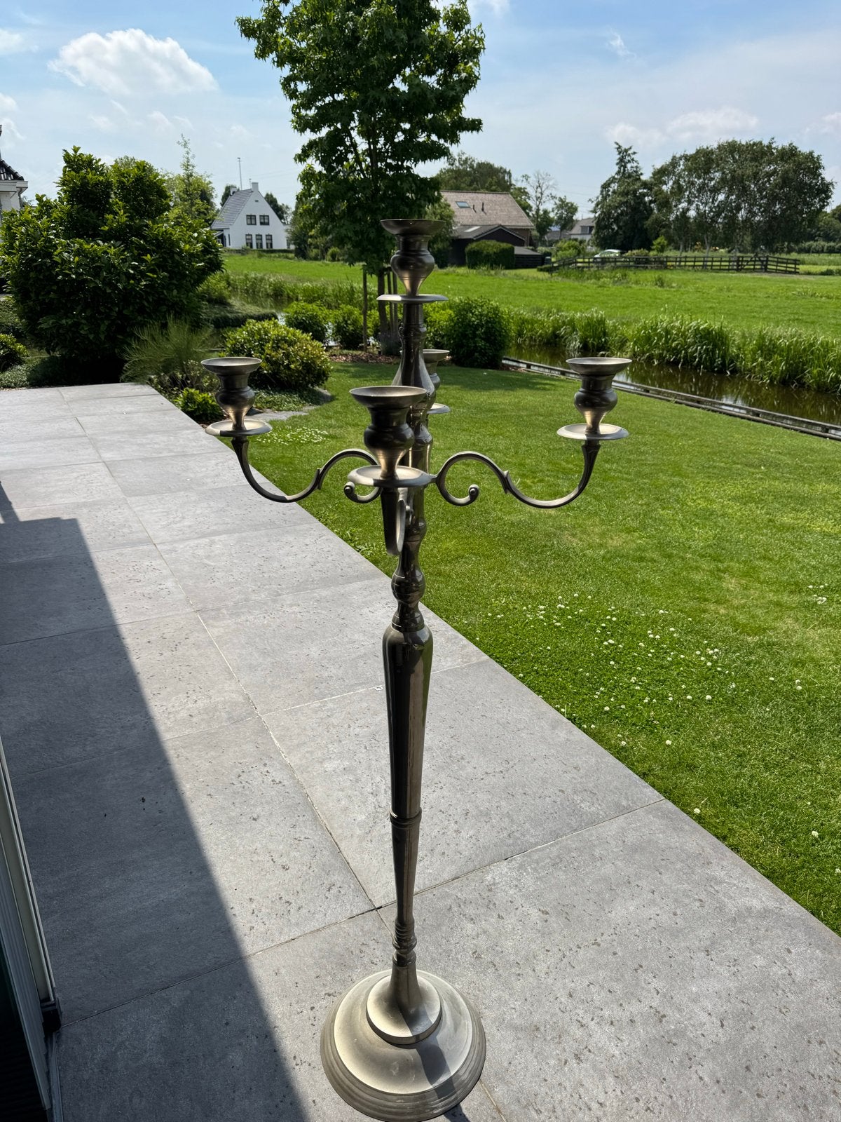 Zilveren 5-armige kandelaar, Antiek en Kunst, Ophalen, Zilver