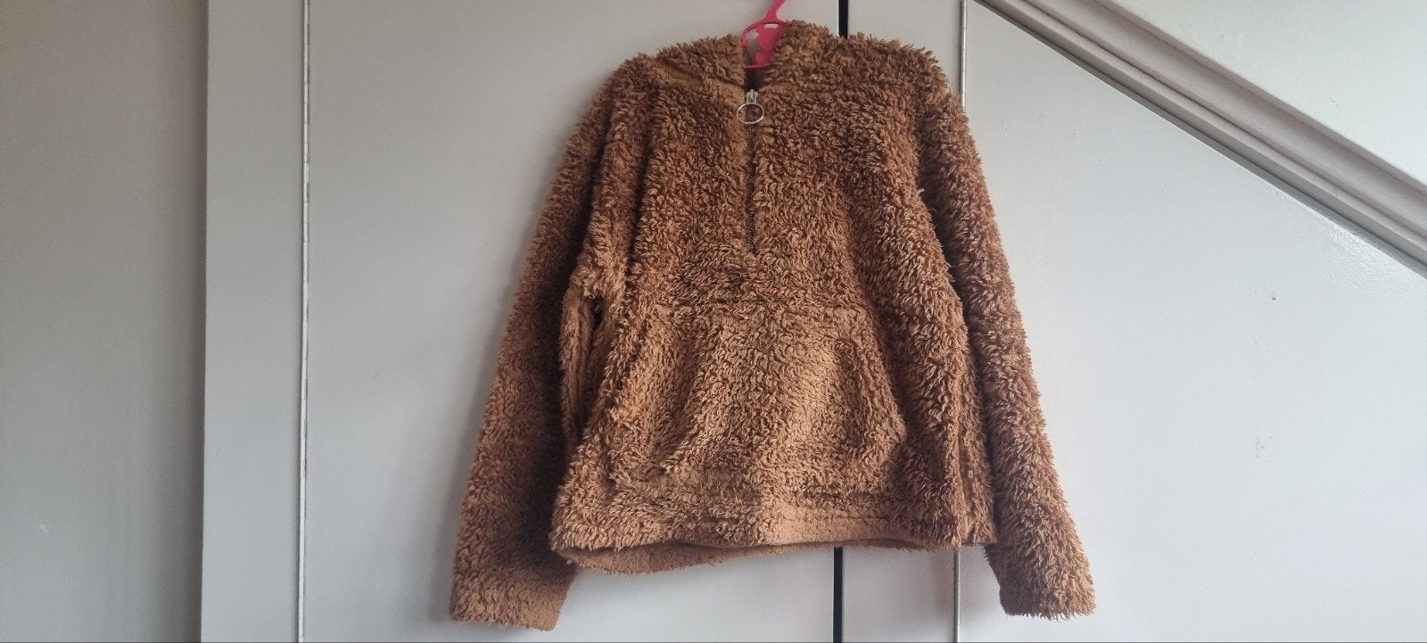 Heerlijke warme teddy trui met capuchon, Maat 38/40 (M), Bruin, Ophalen of Verzenden, Onbekend