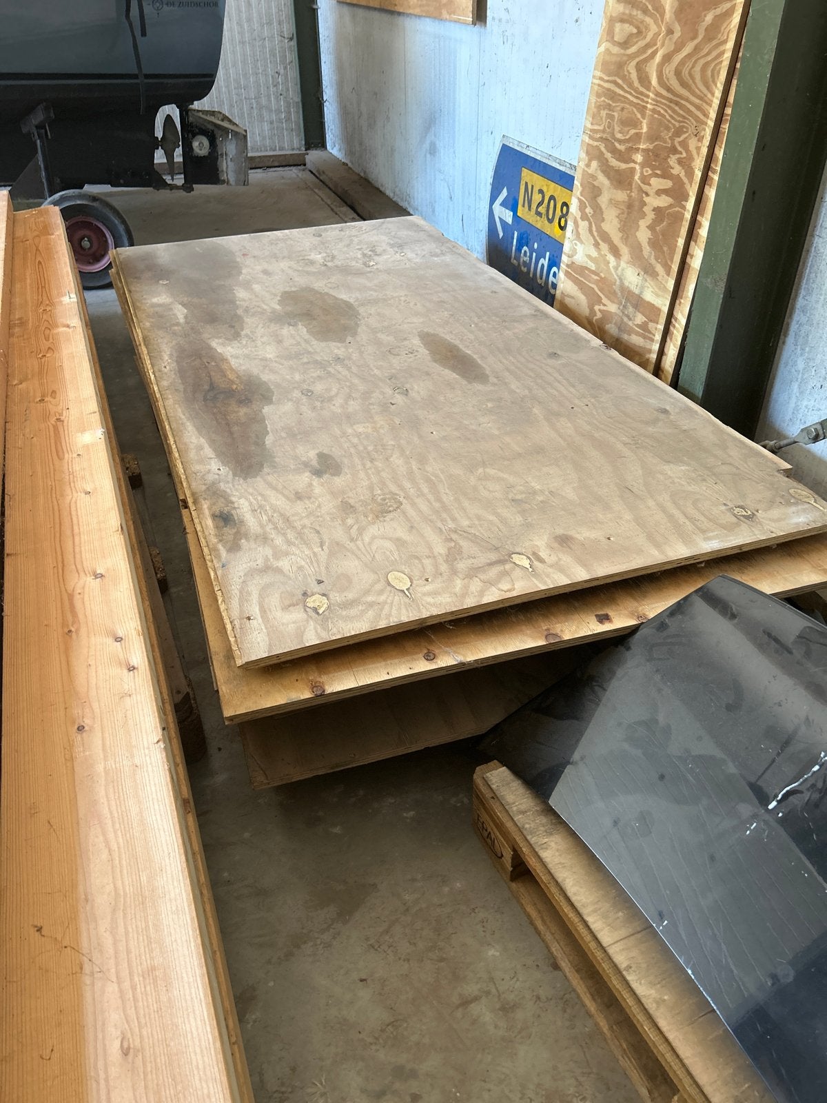 Gebruikte houten platen voor diverse doeleinden, Doe-het-zelf en Verbouw, Hout en Planken, Ophalen, Gebruikt, 25 tot 50 mm, 200 tot 250 cm