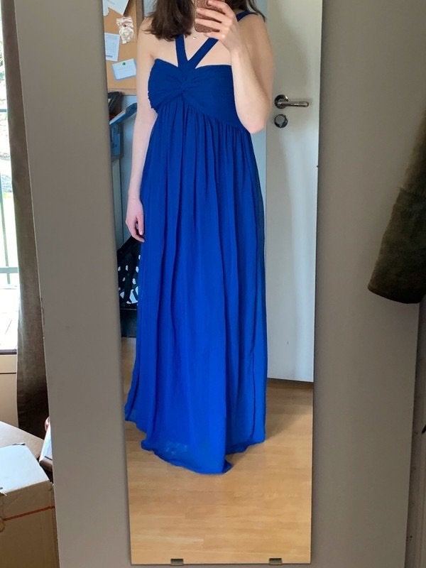 Lange gala jurk blauw maat S/M, Kleding | Dames, Maat 38/40 (M), Galajurk, Blauw, Ophalen of Verzenden