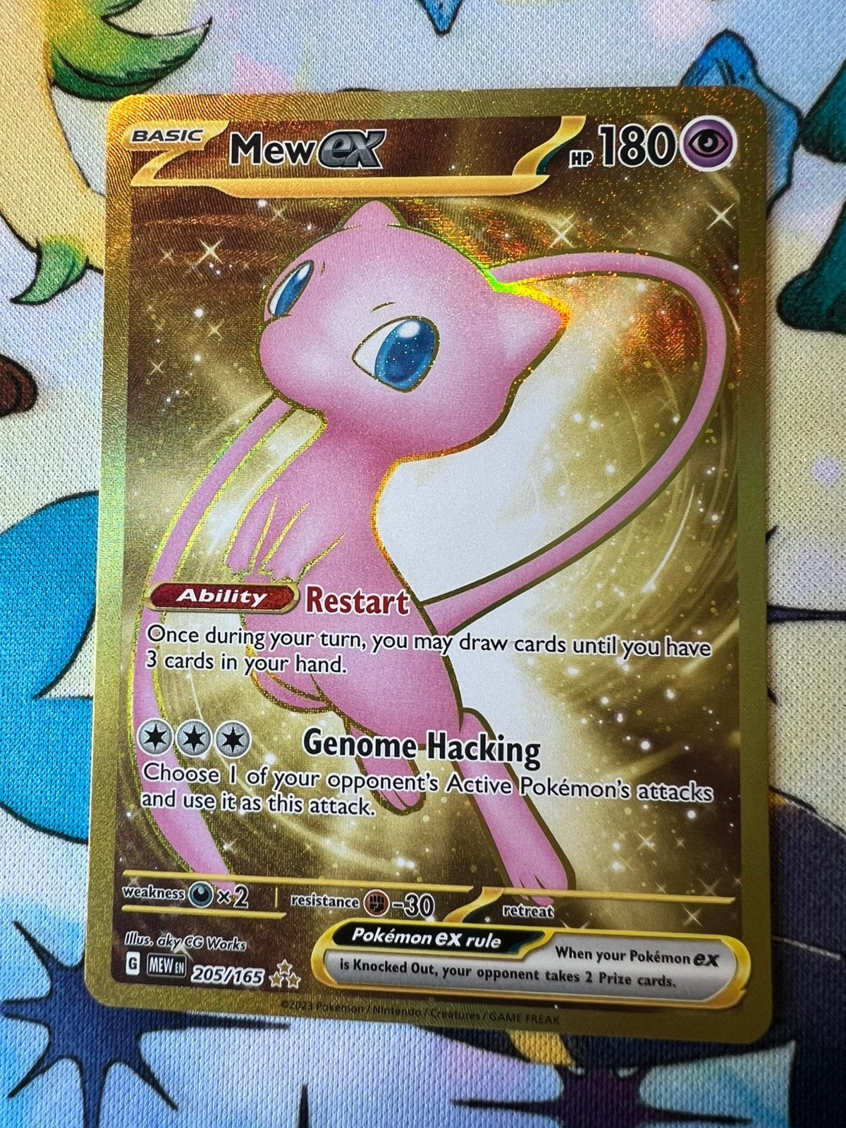 Mew ex 205 Pokemon 151, Verzenden, Zo goed als nieuw, Losse kaart, Foil