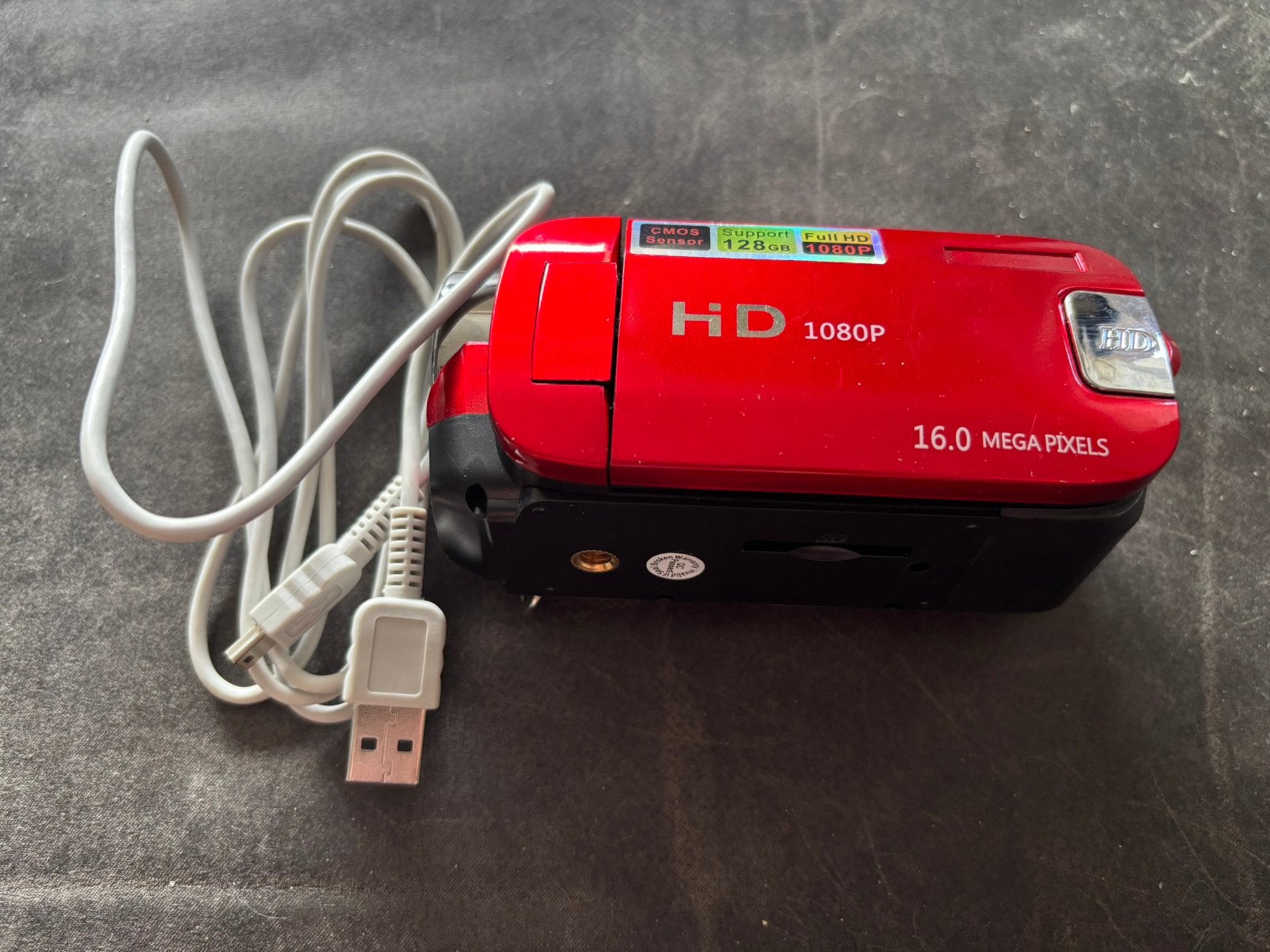 Camcorder rood nieuw, Overige merken, Zo goed als nieuw, Externe microfoon, Geheugenkaart