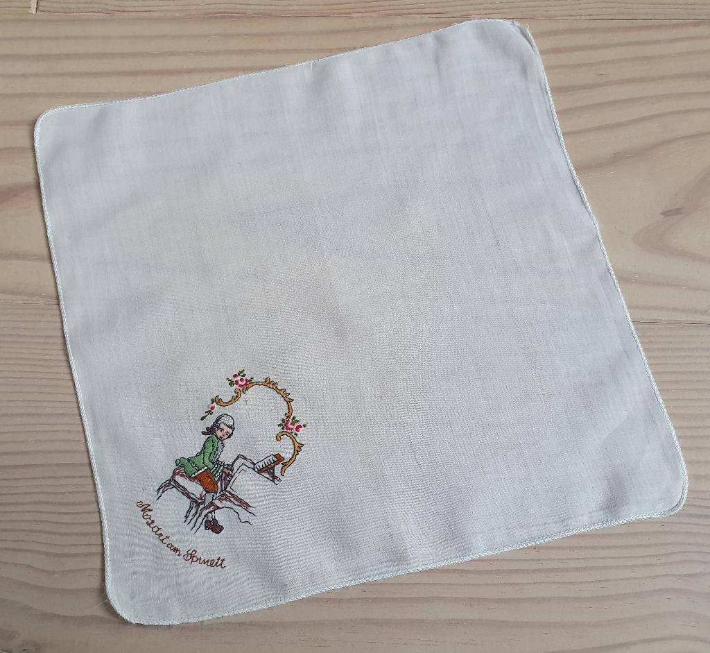 zakdoek met "Mozart am Spinett" erop geborduurd, Verzenden, Nieuw