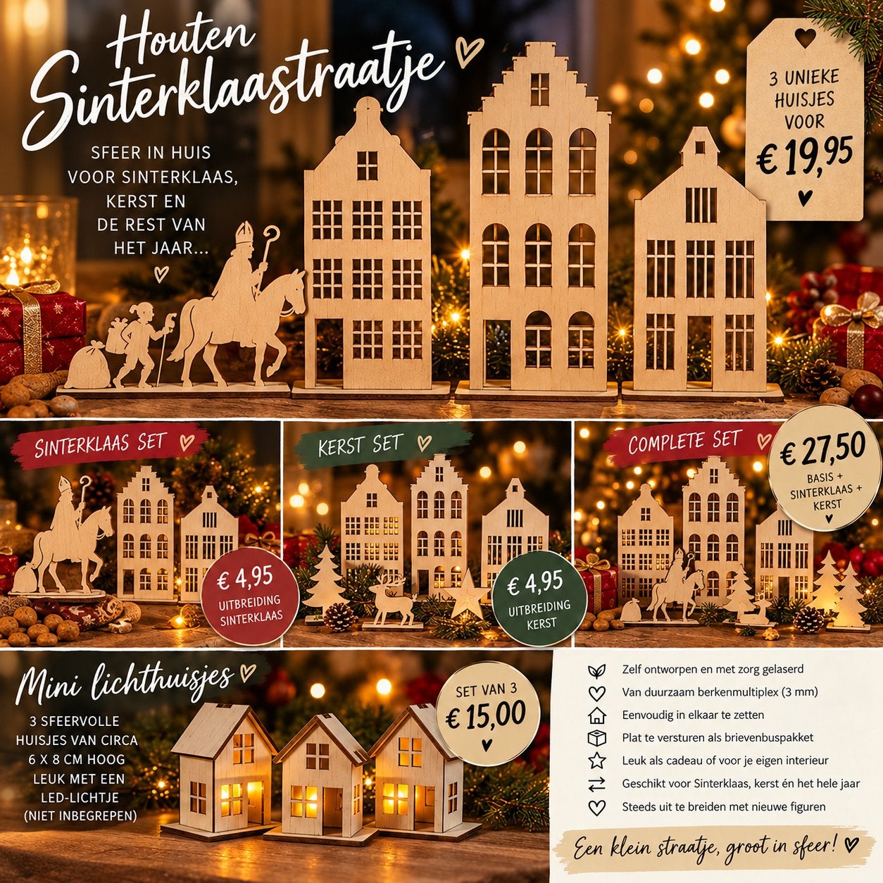 Kersthuisjes,  diverse soorten, Ophalen of Verzenden, Nieuw