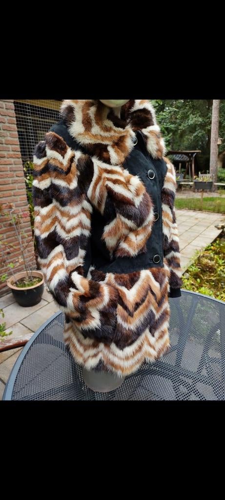 Saga Mink Bontjas S/M Meerkleurig - Zo goed als nieuw, Overige kleuren, Ophalen of Verzenden, Zo goed als nieuw, Maat 36 (S)