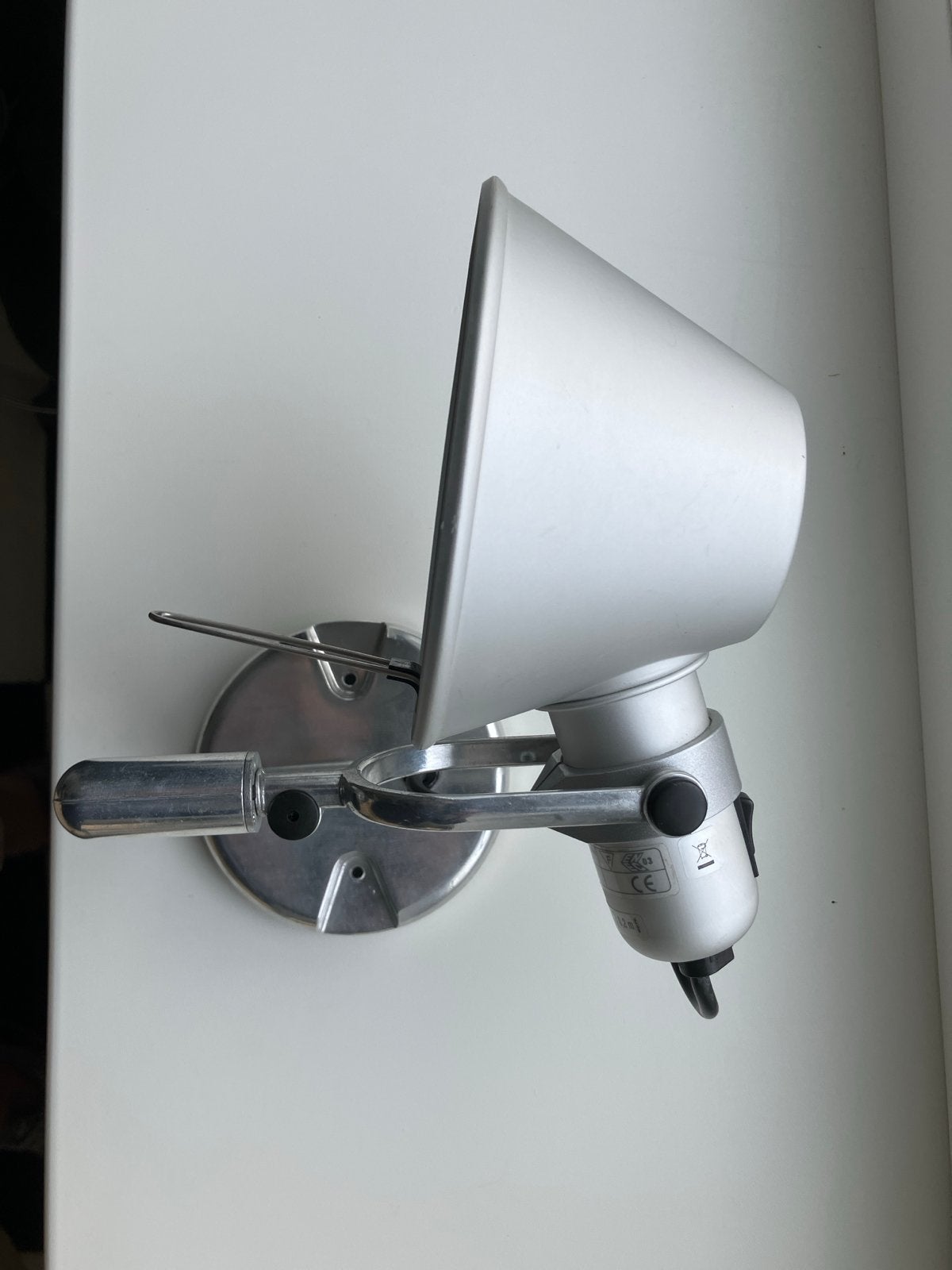 Zilverkleurige Artimide Tolomeo wandlamp met schakelaar, Huis en Inrichting, Gebruikt, Overige fittingen, Ophalen of Verzenden