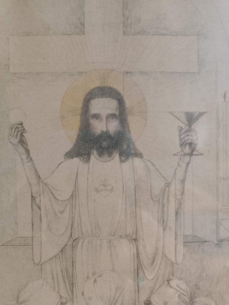 Jan Toorop litho Christus Eucharisticus, Nijmegen 1909, Portret en Figuren, Ingelijst, Ophalen of Verzenden, Lithografie