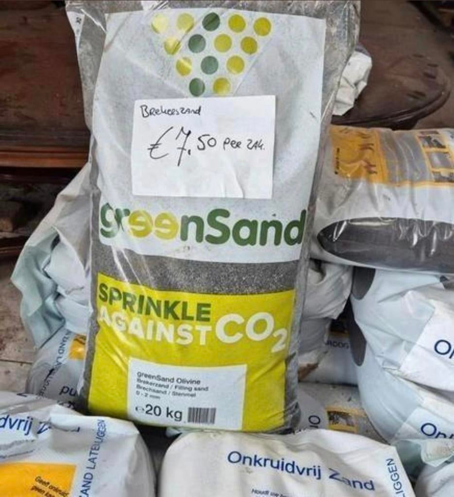 Brekerszand greensand 20kg €7,50 pst voegzand inveegzand, Tuin en Terras, Zand, Ophalen, Nieuw, Brekerzand