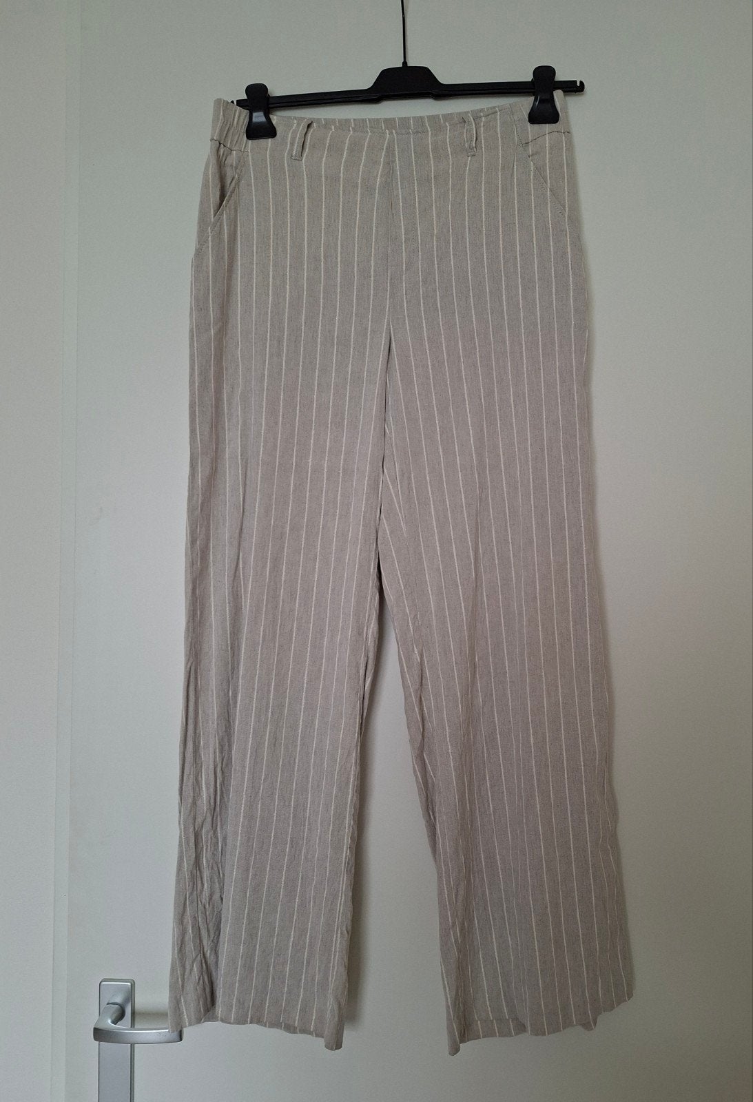 Mooie linnen Rosner wide leg broek mt 40, Maat 38/40 (M), Beige, Ophalen of Verzenden, Zo goed als nieuw