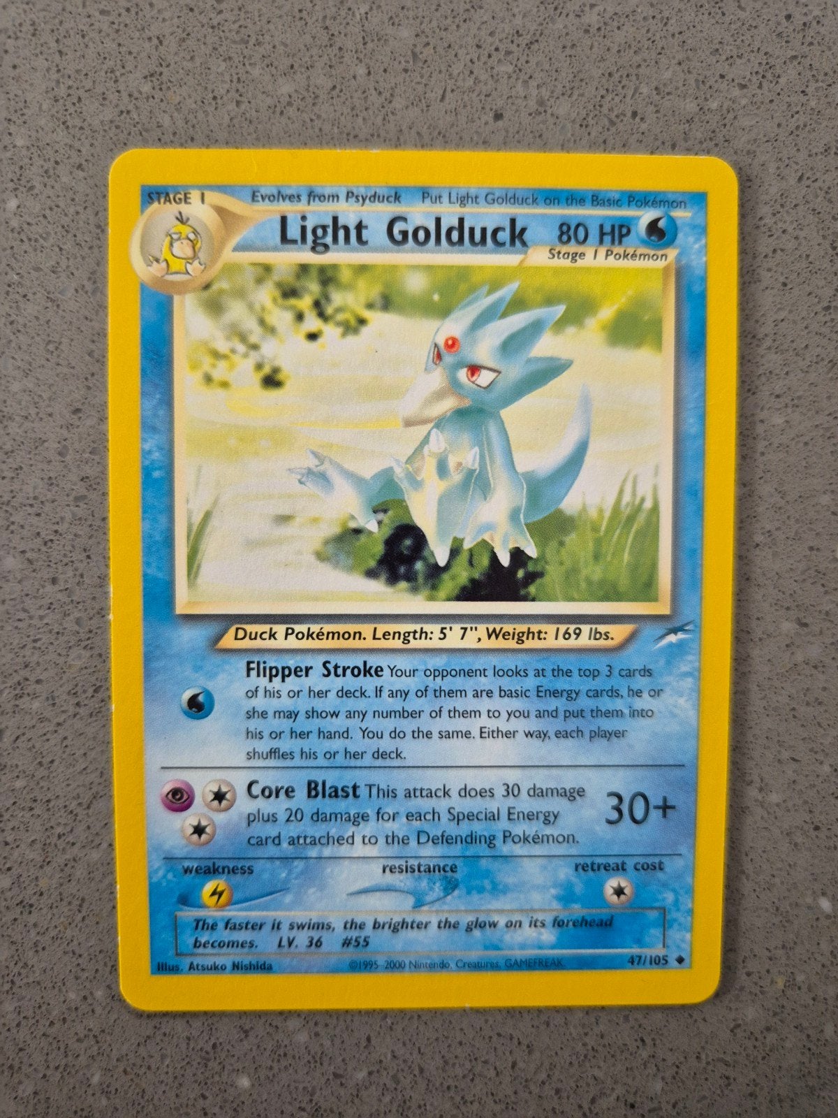 Pokémon Kaart: Light Golduck 47/105 Neo Destiny, Ophalen of Verzenden, Zo goed als nieuw, Losse kaart