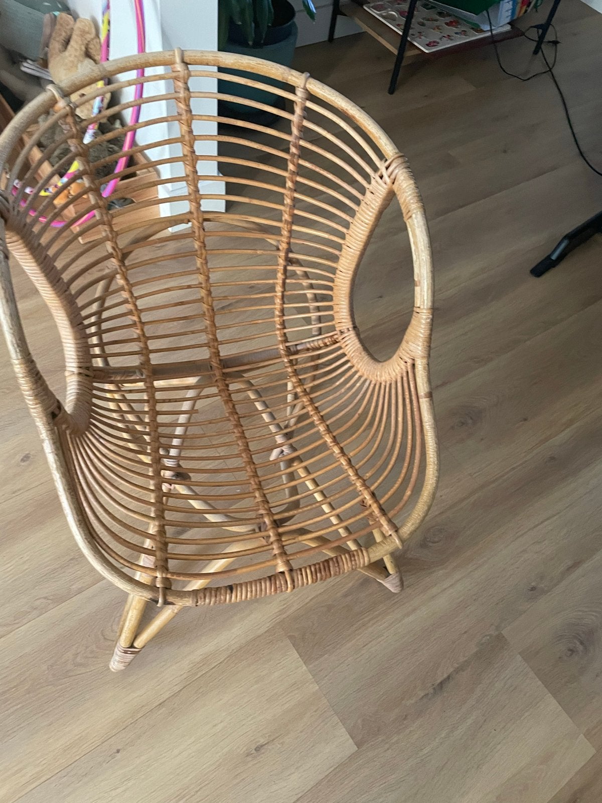 Rotan stoel met kussen, Ophalen, Gebruikt, Overige kleuren, Riet of Rotan