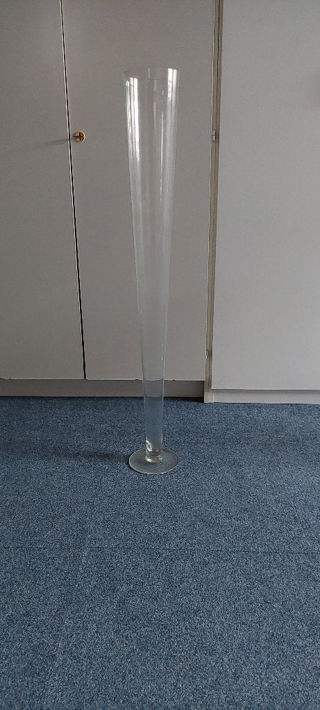 Hoge glazen vaas - 1 meter hoog, 13 cm diameter, Ophalen, Transparant, 100 cm, Geschikt voor droogbloemen