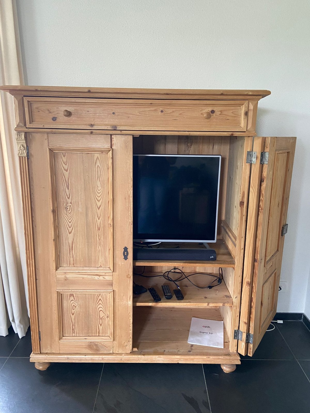 Antieke Tv kast oud grenen, Ophalen, 100 tot 150 cm, Zo goed als nieuw, 50 tot 75 cm