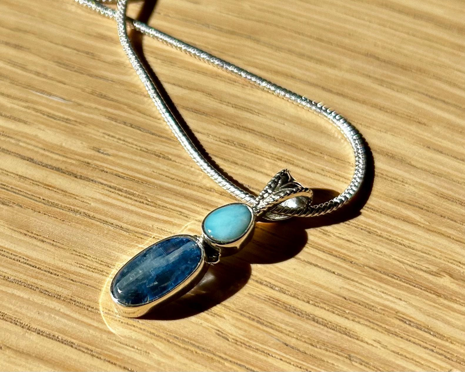 Kyaniet/larimar hanger 925sz, Ophalen of Verzenden, Zo goed als nieuw, Blauw, Zilver