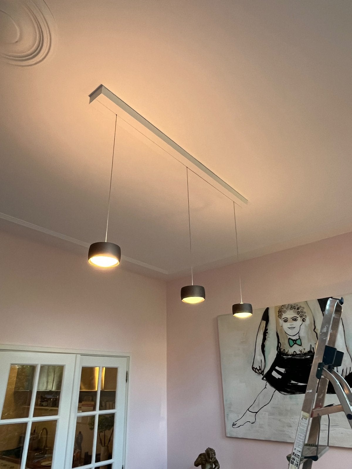 Oligo Grace Sense Hanglamp - 3-lichts, dimbaar, brons, Ophalen, Zo goed als nieuw, Metaal, Overige fittingen