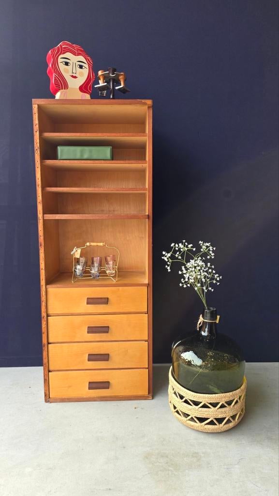 Vintage ladekastje, kastje met lades en vakken, organizer, Huis en Inrichting, Kasten | Ladekasten, Ophalen, Minder dan 50 cm