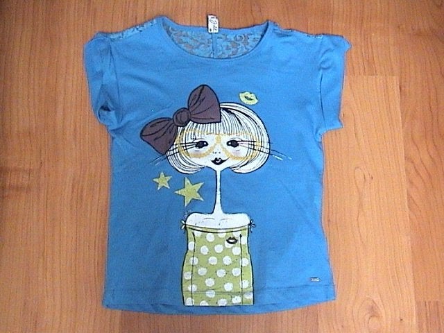 JILL / JILLY / Shoeby mooi blauw t-shirt met opdruk van mei, Gebruikt, Meisje, Ophalen of Verzenden, Shirt of Longsleeve