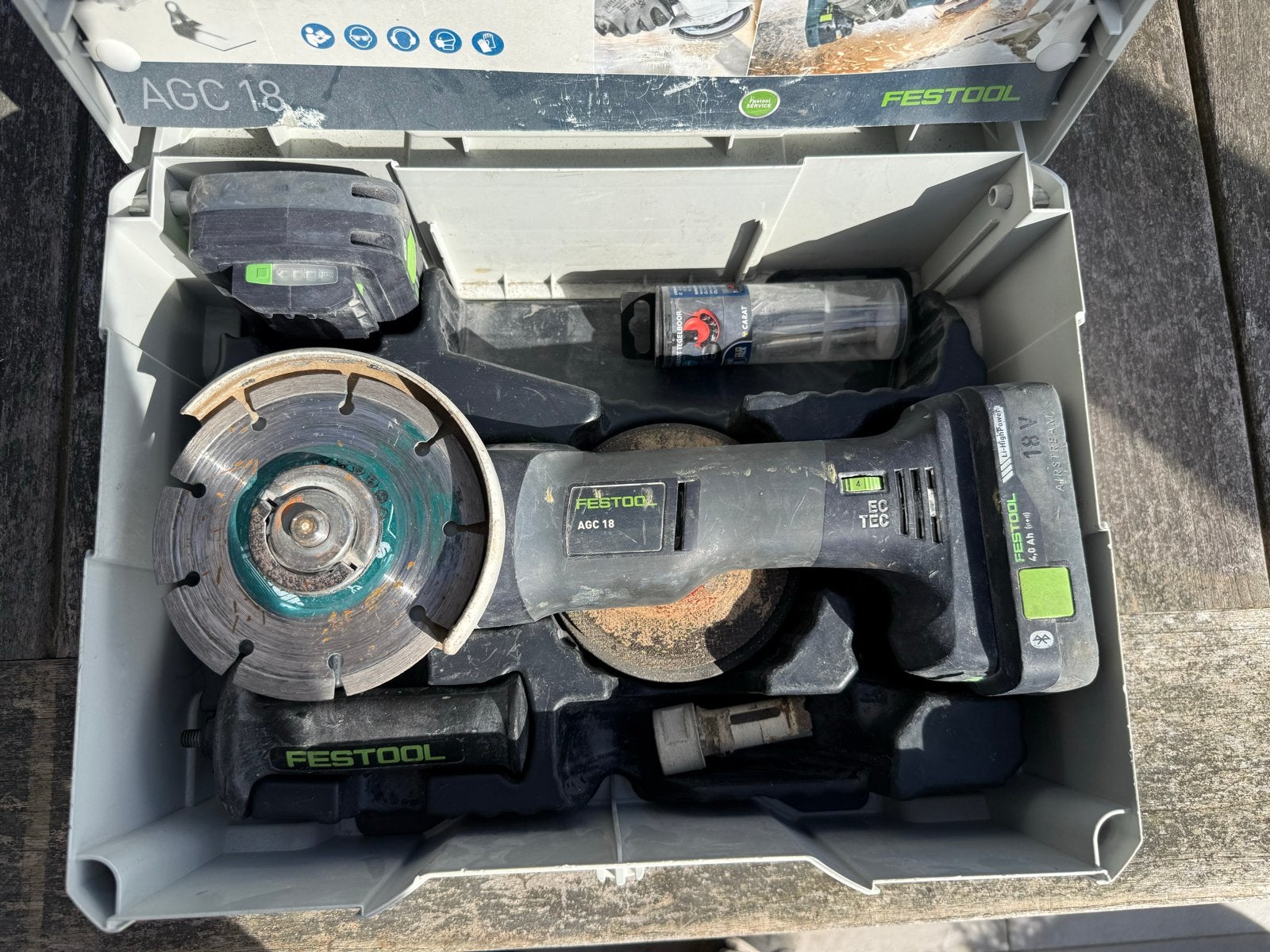 Festool AGC 18 Haakse Slijpmachine met 2 Accu's