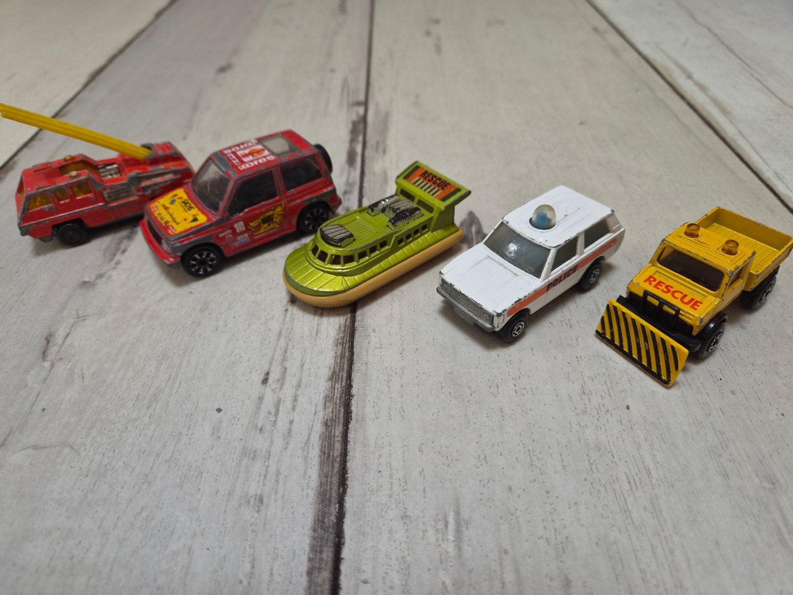 Set van 5 vintage speelgoedauto's en hovercraft, Ophalen of Verzenden, Gebruikt