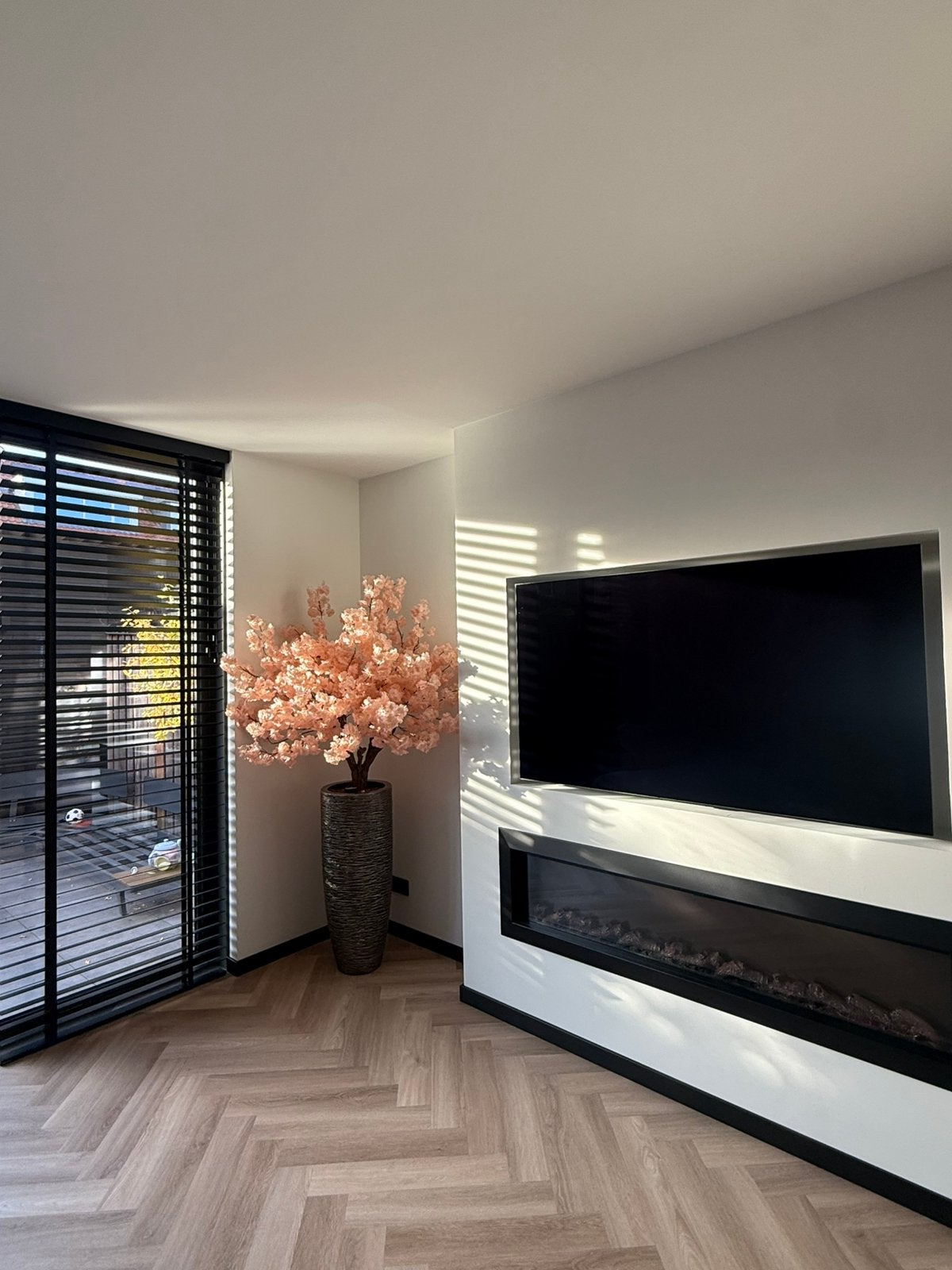 Luxe zijden kunst bloesemboom inclusief hoge sierpot, Ophalen, Binnen, Roze, Zijde