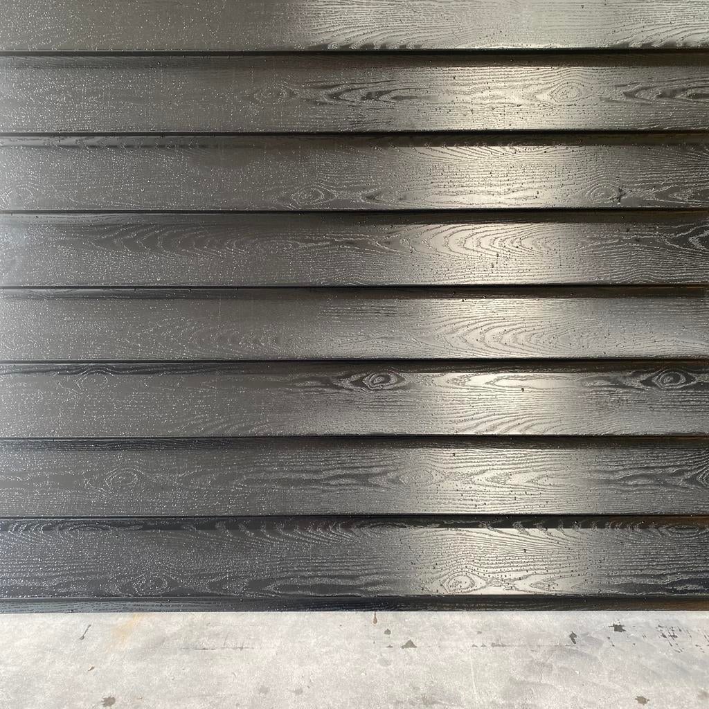 Partij stalen potdekselplaten zwart met houtnerf, 5000mm, Ophalen of Verzenden, Zo goed als nieuw, Overige materialen, Minder dan 20 mm