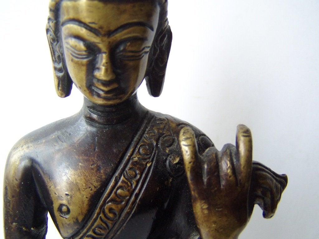 Staande Boeddha in meditatie brons, Zeldzaam, Antiek, Ophalen, Beeld