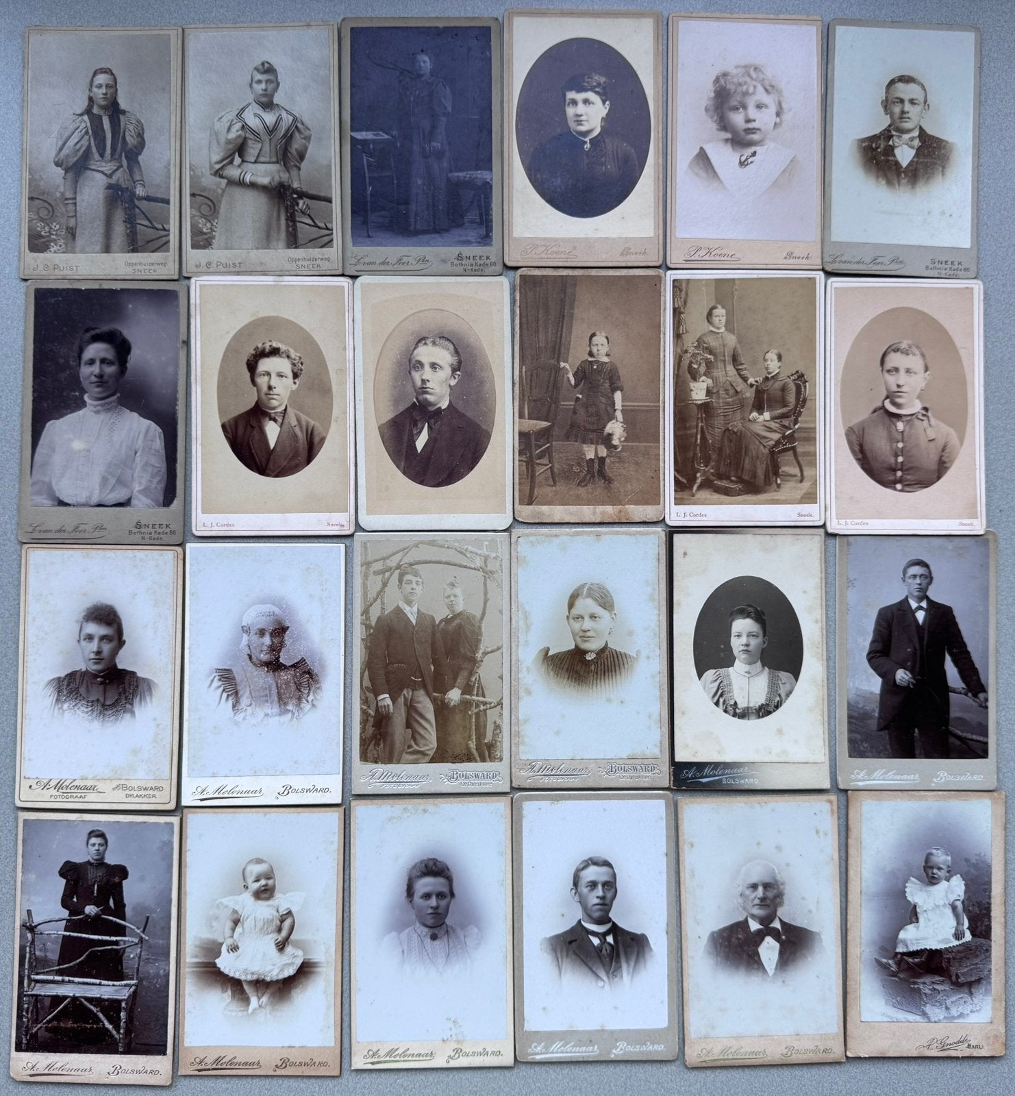 CDV 24 x Bolsward Sneek Heereveen | familie Mol Hilarides, Verzamelen, Gebruikt, Verzenden, Foto, Klederdracht