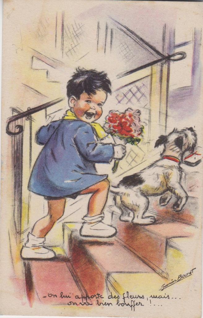 Gemaine Bouret "Samen de trap op" Mooie oude AK.1949, Verzenden, 1940 tot 1960, Gelopen, Kinderen